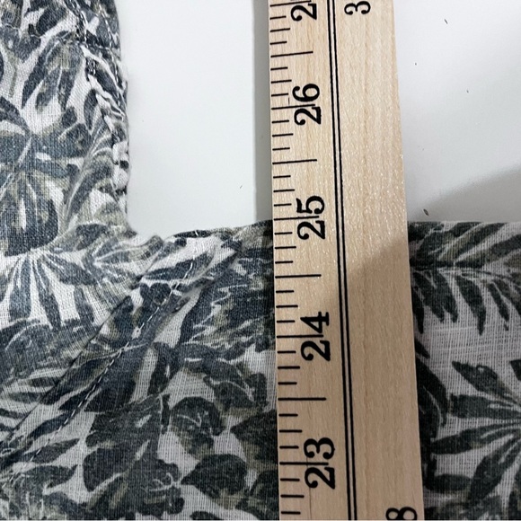 Eddie Bauer Green Leaf Print Linen Blend Button Short Sleeve Shirt - Picture 9 of 9